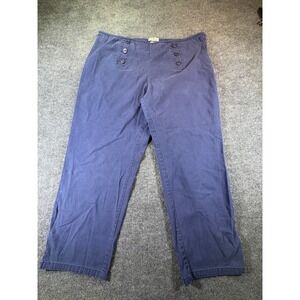 Duck Head Woman Navy Blue Sailor‎ Pants Anchor Button Wide Leg Plus Size 20W